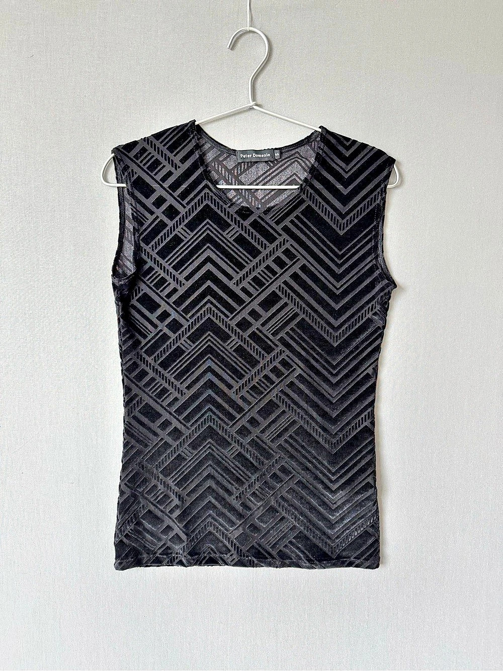 Peter Domenie Geometric Patter Crushed Velvet Tank Top - Berlin Club Wear - Sz S